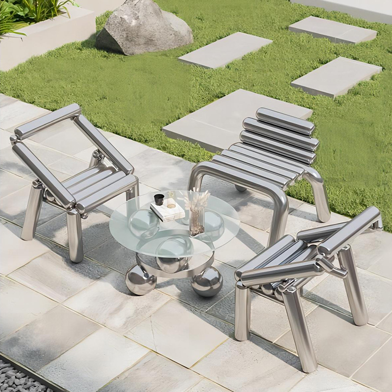 Outdoor Furniture Metal Chairs - Cadeira de aço inoxidável, luxo leve,