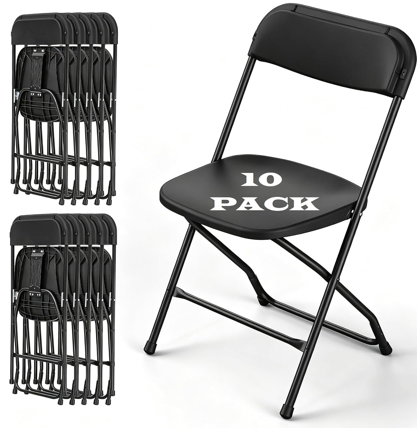 Outdoor Furniture Metal Chairs - Cadeira Dobrável Preta com Estrutura de