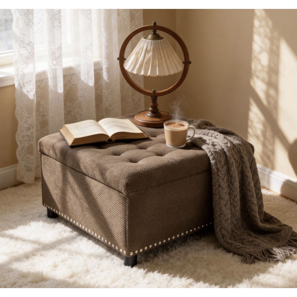 Puf quadrado de cor castanho-e - Outdoor Furniture Wood avaliação e preço