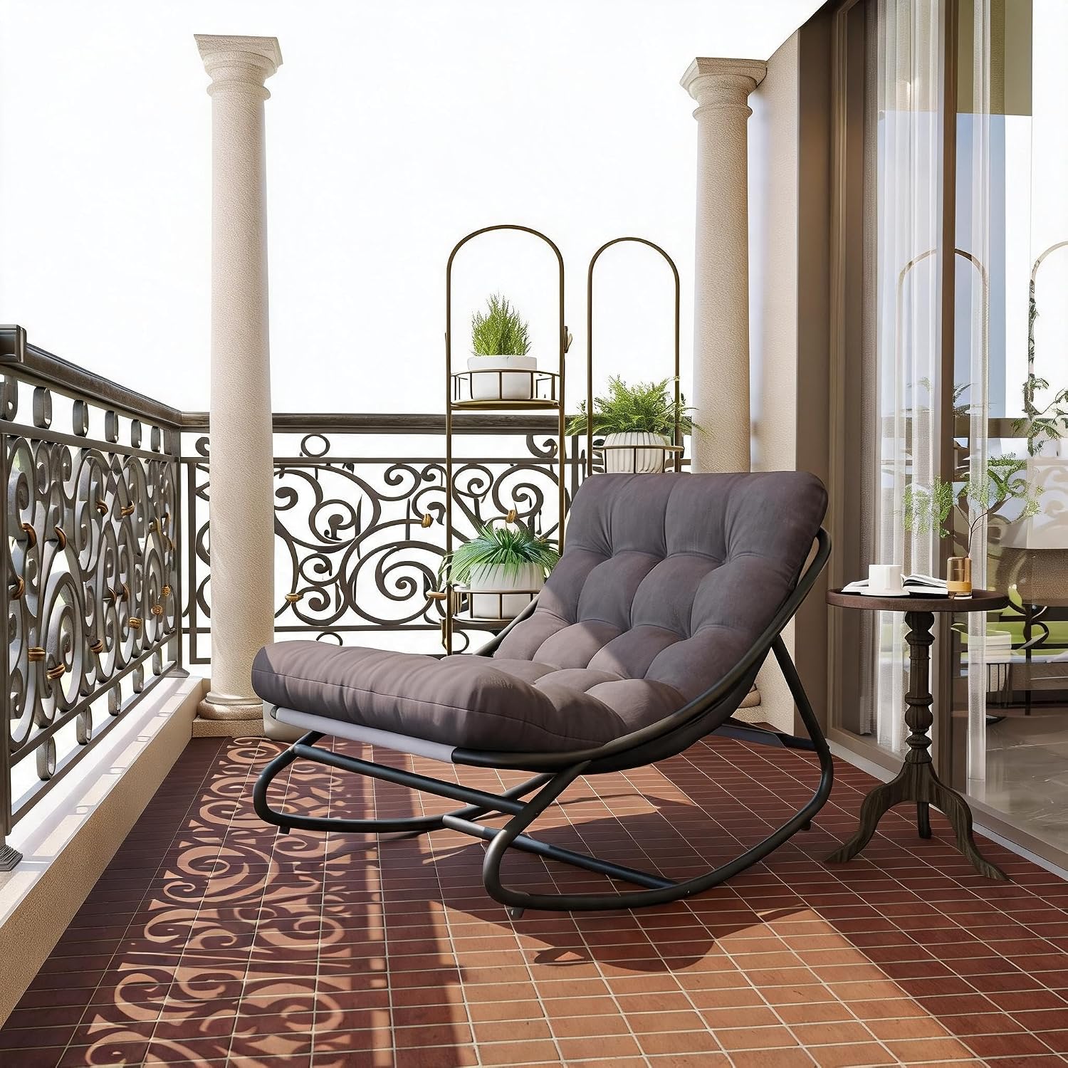 Cadeira de balanço para pátio, - Outdoor Furniture Metal Chairs avaliação e preço